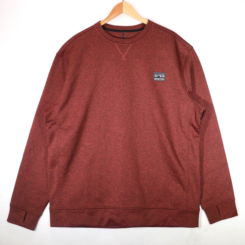 Burton Oak Mens XXL Sweatshirt Red Heather Fleece Crewneck Thumbhole Pullover